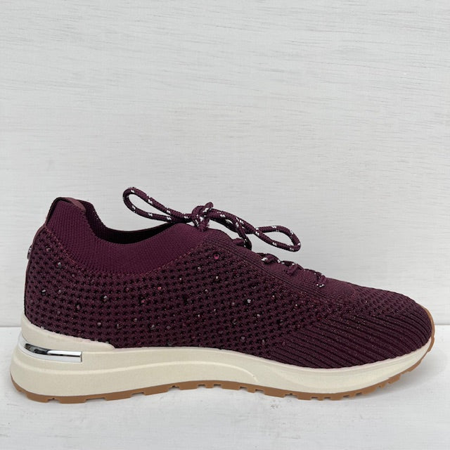 La Strada sneakers 2404316 aubergine/silver knitted stones