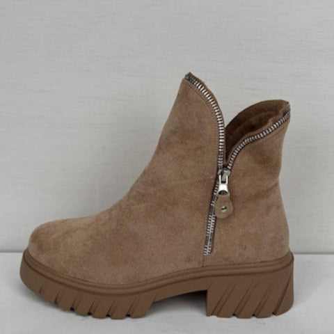 Enkellaarsje met sierrits khaki