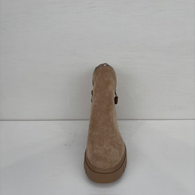 Enkellaarsje met sierrits khaki