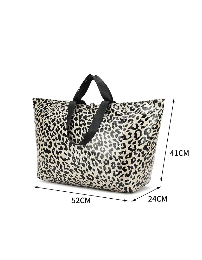 Panter shopper met binnentas beige