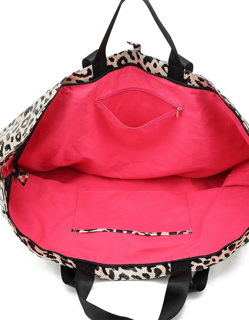 Panter shopper met binnentas beige