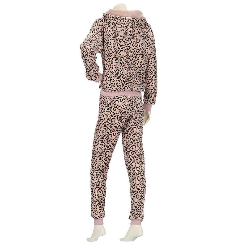 Lounge set leopard roze