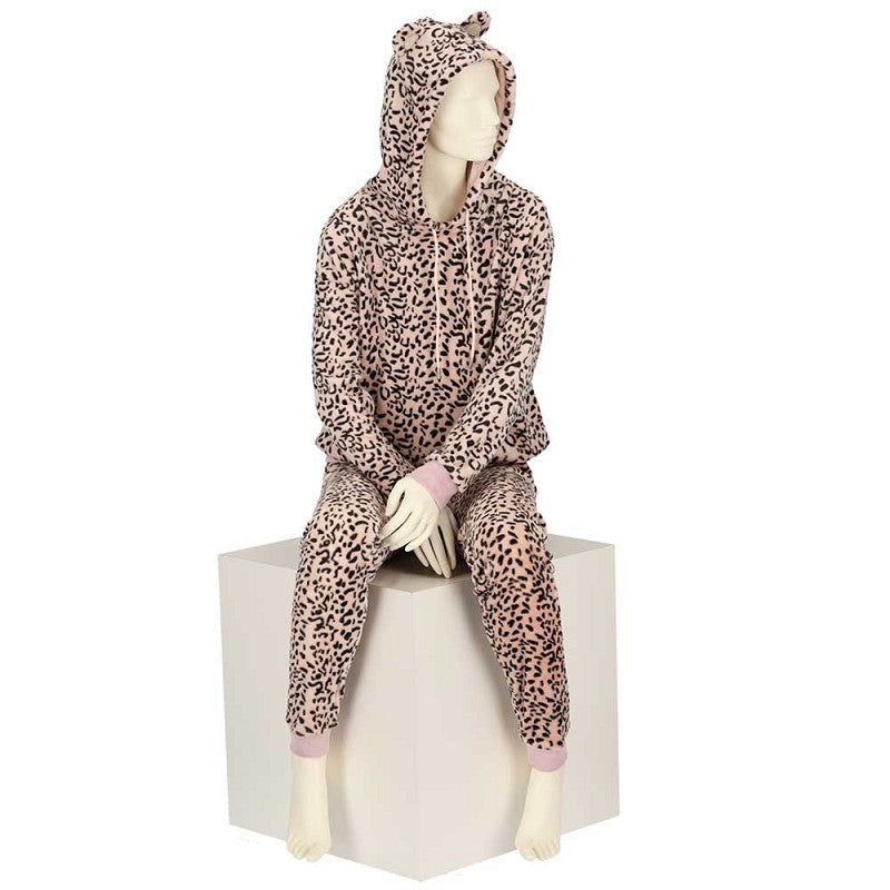 Lounge set leopard roze