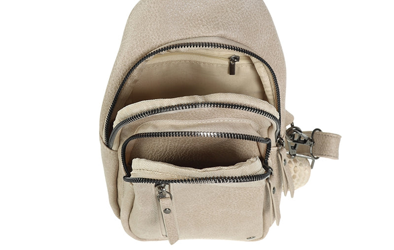 Taupe crossbody / rugtasje Mattie