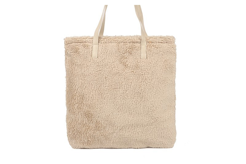 Naturel teddy schoudertas / shopper Benoa