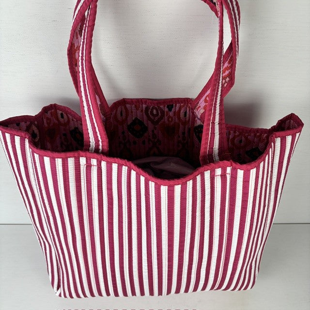 Reversible shopper roze print & roze strepen