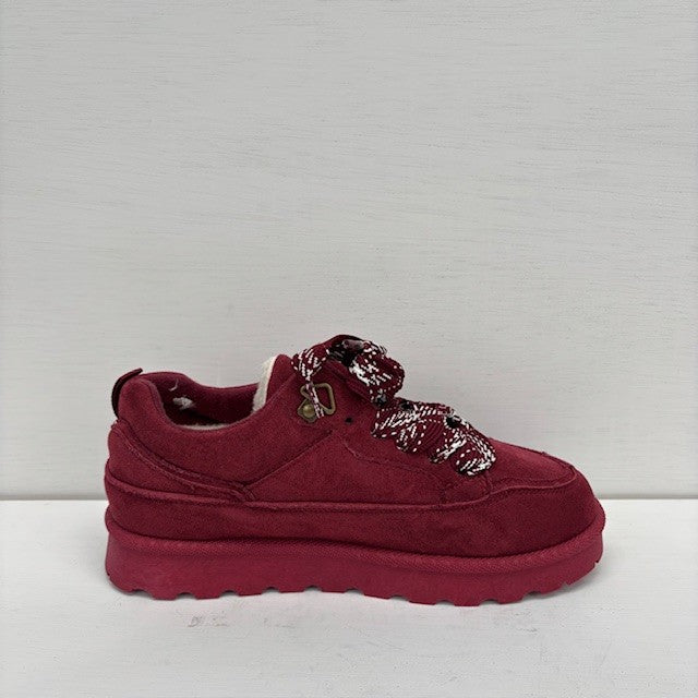 Furry uggie sneakers red wine