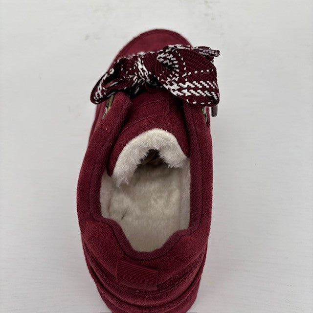 Furry uggie sneakers red wine