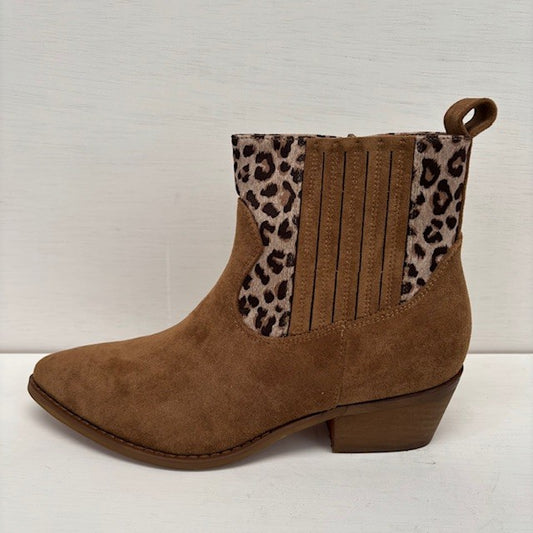 Laag cowboylaarsje camel panter