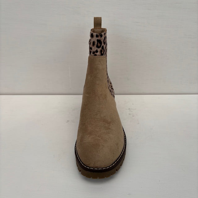Laag laarsje met taupe panterprint
