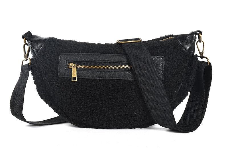 Zwarte teddy crossbodytas Motala