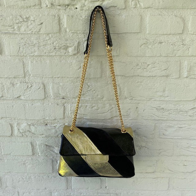 Leather Rainbow Metallic tas goud zwart
