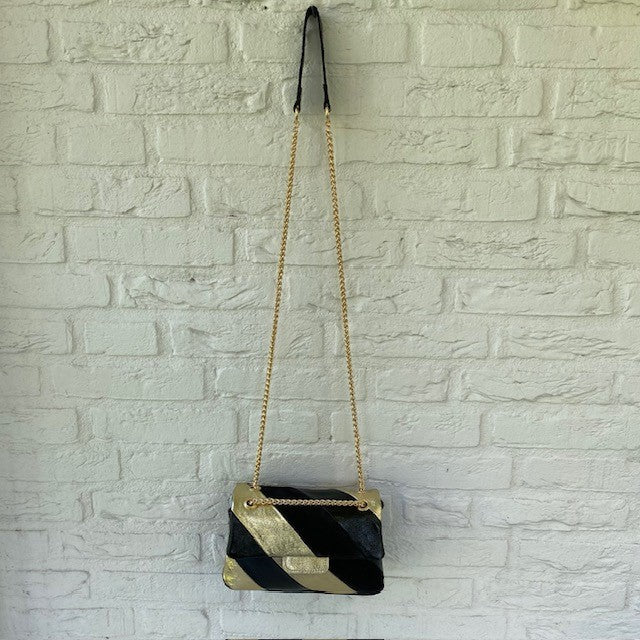 Leather Rainbow Metallic tas goud zwart