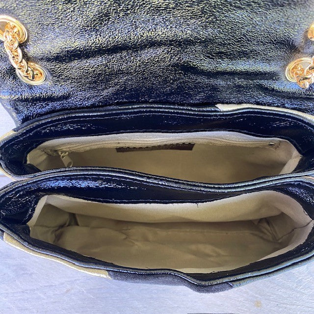 Leather Rainbow Metallic tas goud zwart