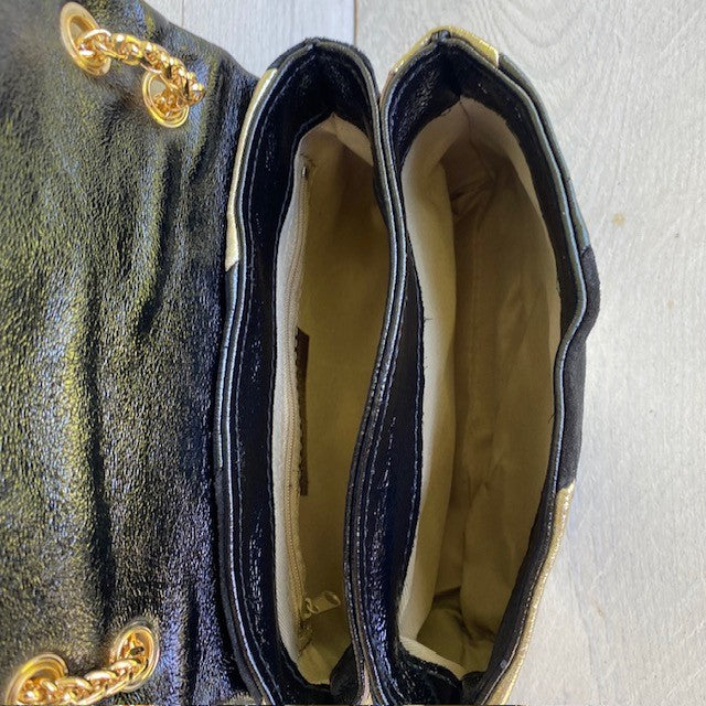 Leather Rainbow Metallic tas goud zwart