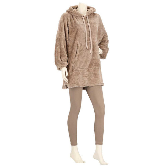 Oversized fleece hoodie khaki