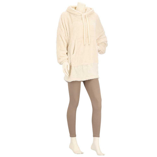 Oversized fleece hoodie naturel