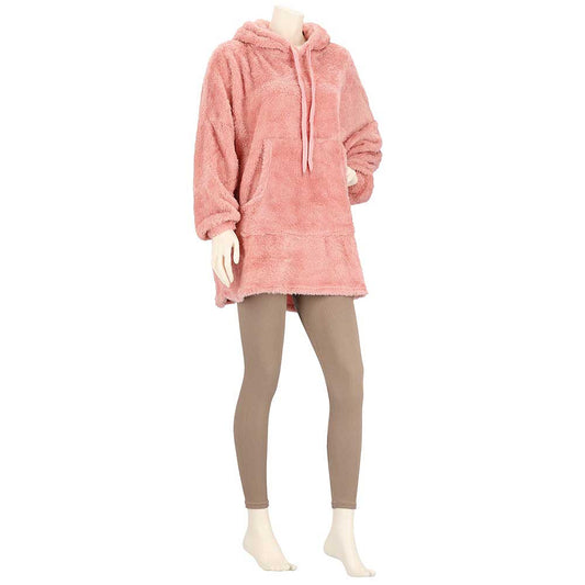 Oversized fleece hoodie roze