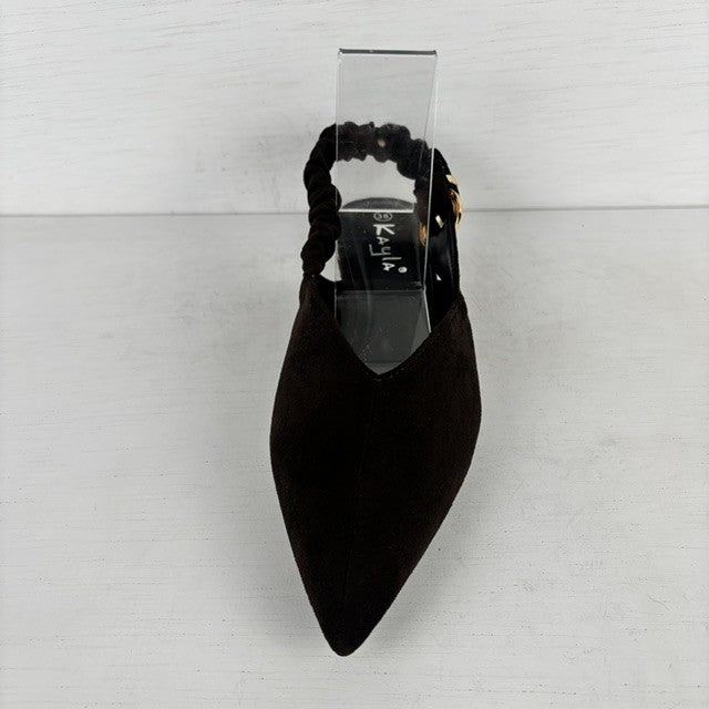 Slingbacks met elastiek bruin