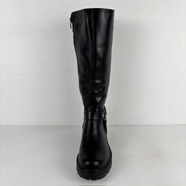 Hoge leatherlook boots met siergespjes zwart