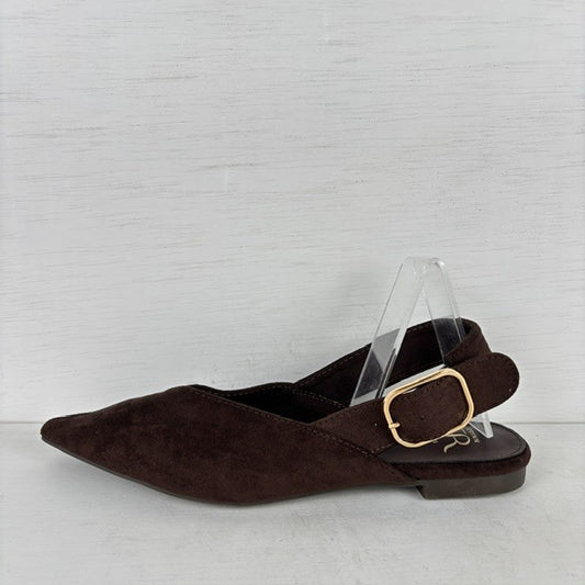 Slingbacks met gespje bruin