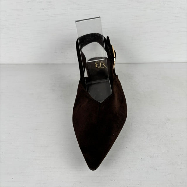 Slingbacks met gespje bruin