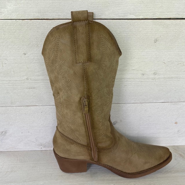 Leatherlook cowboylaarzen khaki