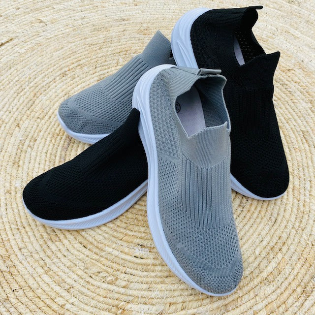 Instapsneakers zwart & grijs 8602