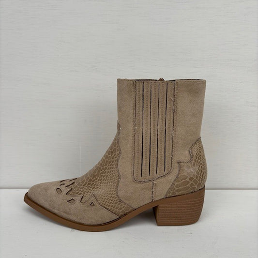 Laag cowboylaarsje met croco details khaki