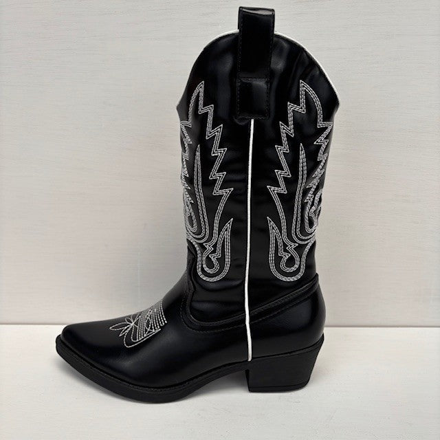 Gave leatherlook cowboylaarzen zwart