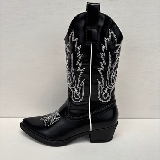 Gave leatherlook cowboylaarzen zwart