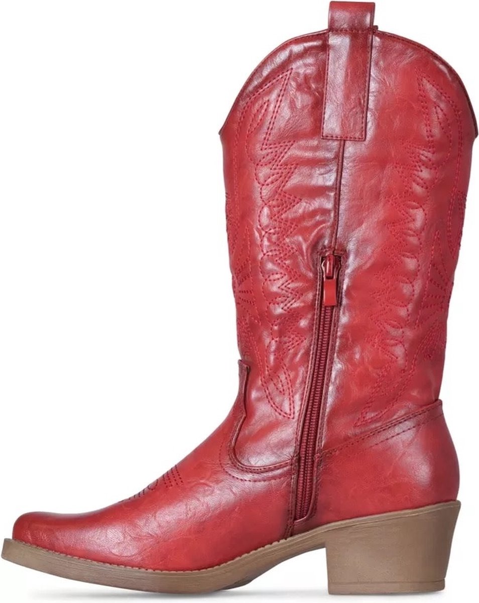 Gave leatherlook cowboylaars rood