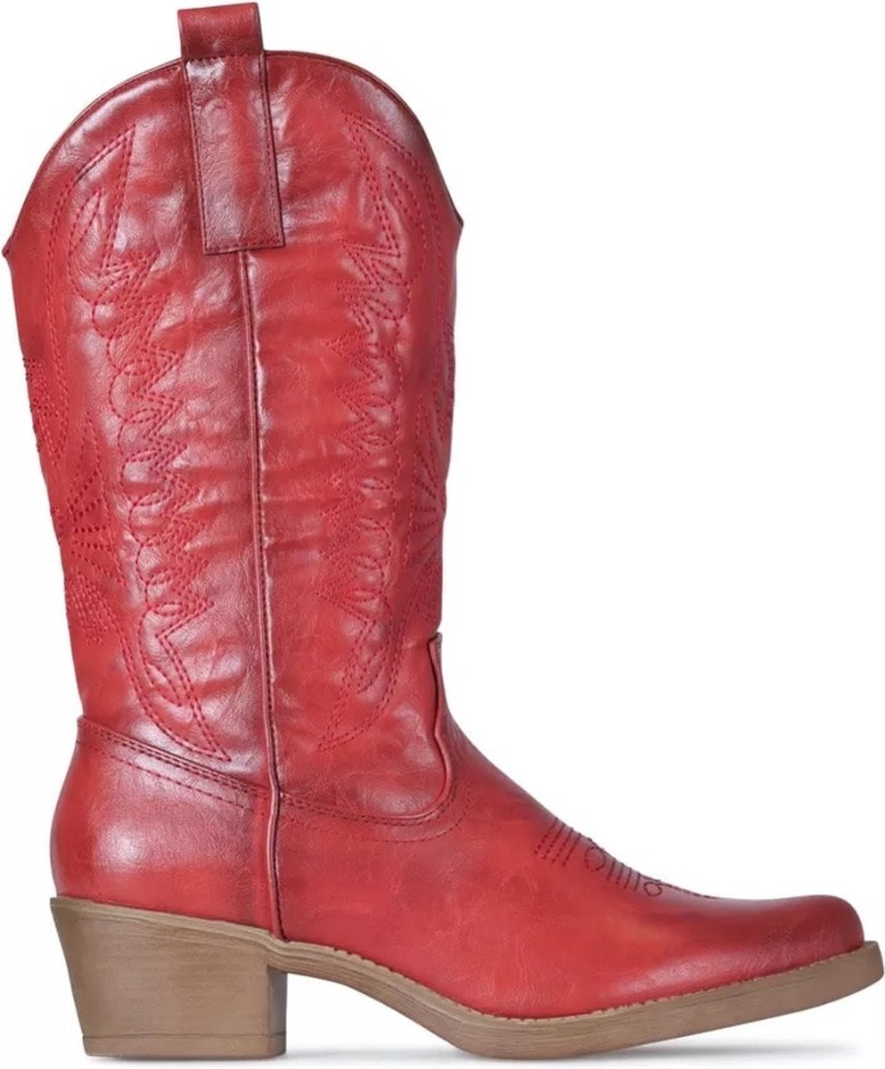 Gave leatherlook cowboylaars rood