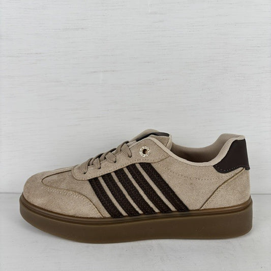 Geweldige retro sneakers met strepen khaki