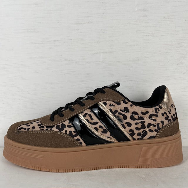 Posh by Poelman retro sneakers brown with combination