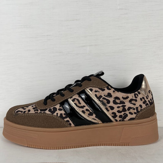 Posh by Poelman retro sneakers brown with combination
