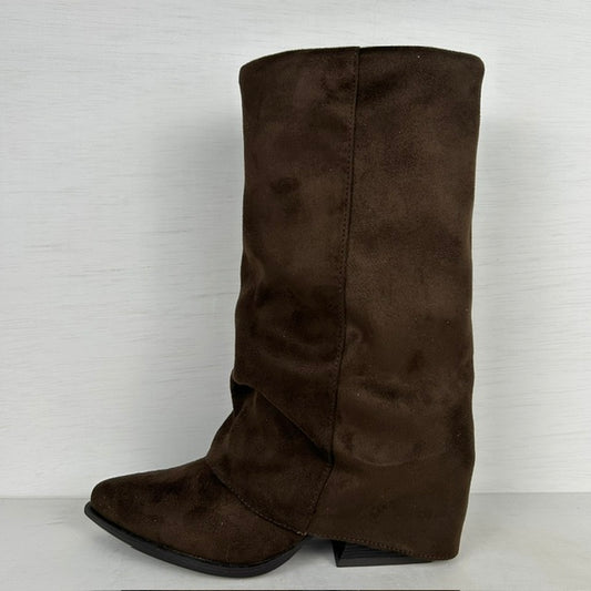 Posh by Poelman suèdine laarzen met flap bruin