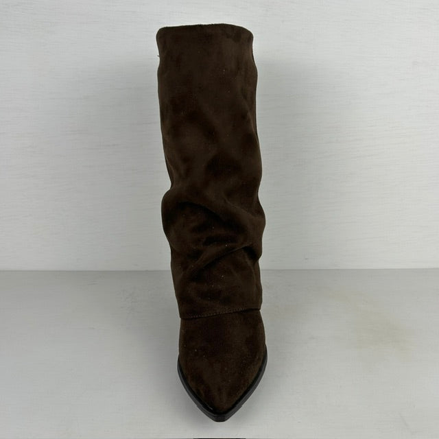 Posh by Poelman suèdine laarzen met flap bruin