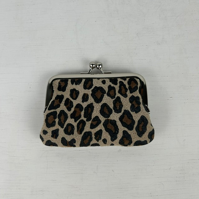 Real leather portemonneetje met knip panter