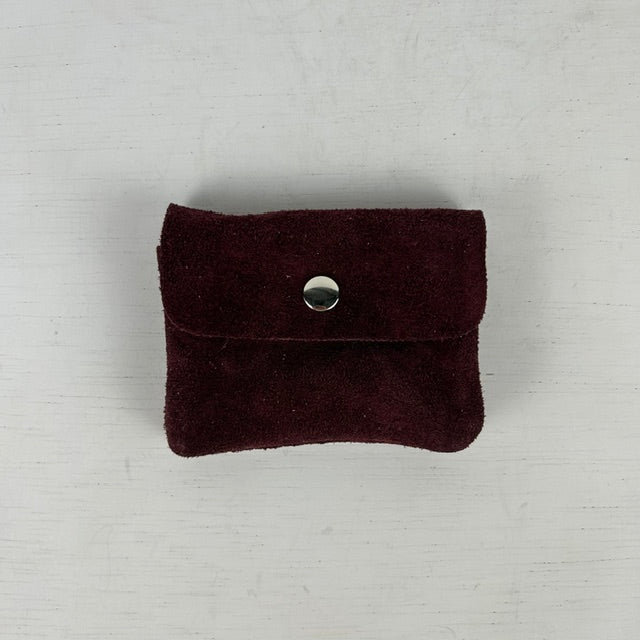 Suède portemonneetje bordeaux rood