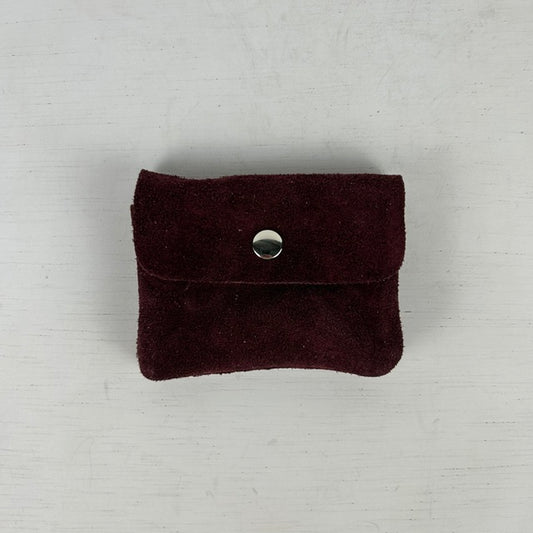 Suède portemonneetje bordeaux rood