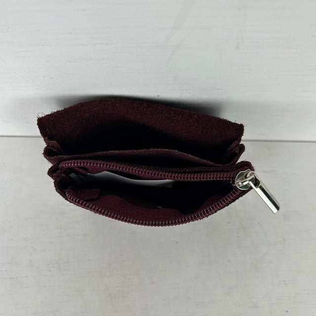Suède portemonneetje bordeaux rood