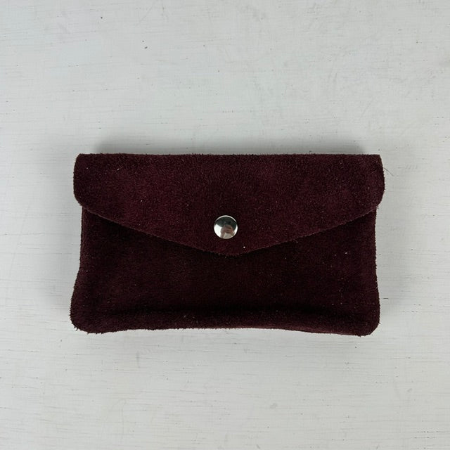Suède portemonnee bordeaux rood