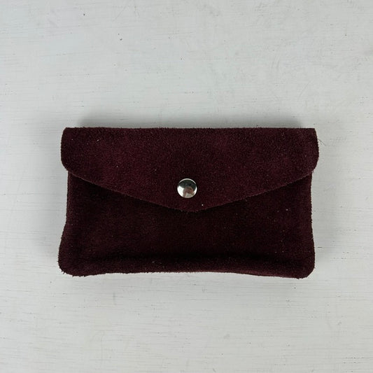 Suède portemonnee bordeaux rood