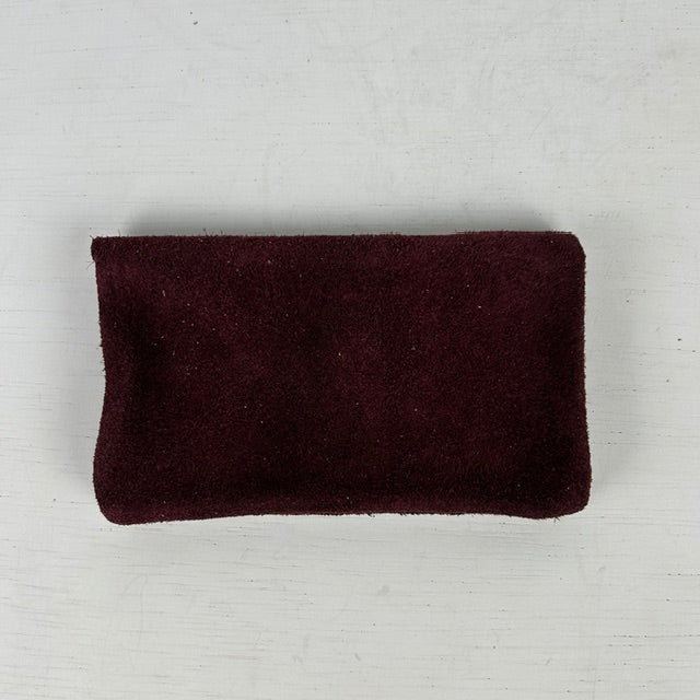 Suède portemonnee bordeaux rood