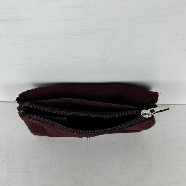 Suède portemonnee bordeaux rood