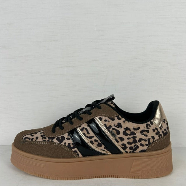 Posh by Poelman retro sneakers brown with combination