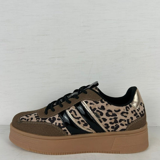 Posh by Poelman retro sneakers brown with combination