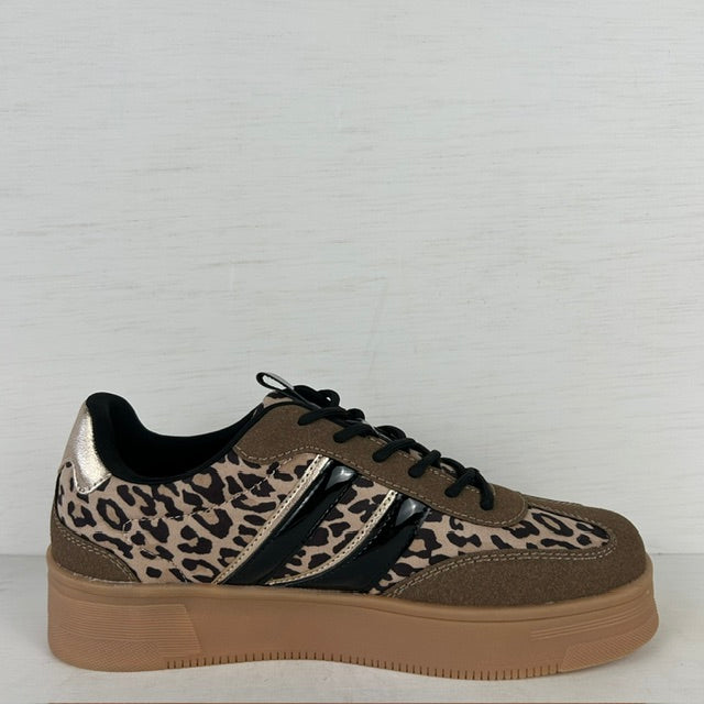 Posh by Poelman retro sneakers brown with combination