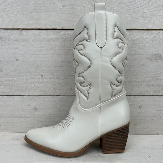 Leatherlook cowboylaarzen met gaaf design beige